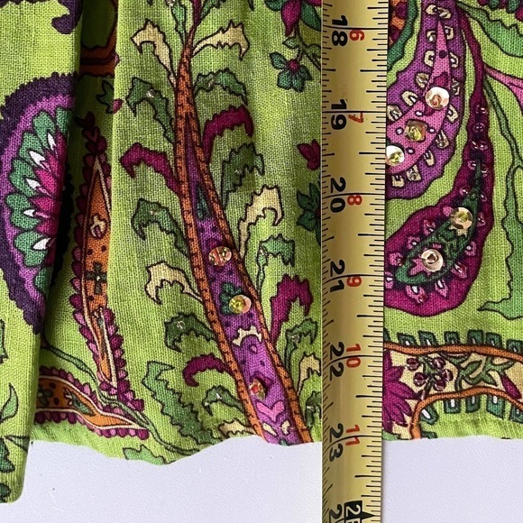 I.C.E. Green Floral Pleated A-line Skirt Size 4 - Picture 7 of 8